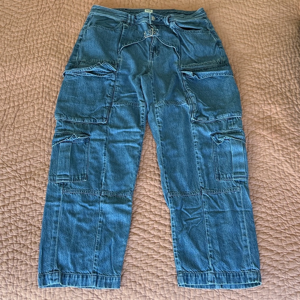 Madewell x Molly Dickson blue cargo jeans, size 14W